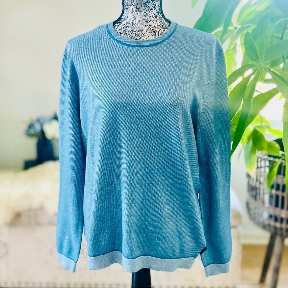 Ted Baker Millar Wool Blend Stitch Knit Crewneck Slim Fit Sweater